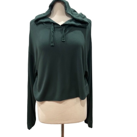 Double Zero Dark Green Cropped Hoodie SZ M - Picture 1 of 5